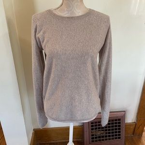 Garnet Hill Cashmere Oatmeal Hi-Lo Rounded Hem Sweater M fits Like Small